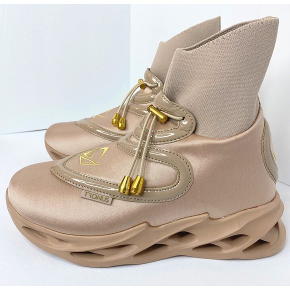 TRONUS,  SAND, High Tops Luxury Athleisure SNEAKERS Unisex, Women’s Sz. 6.5, Men - Picture 1 of 16